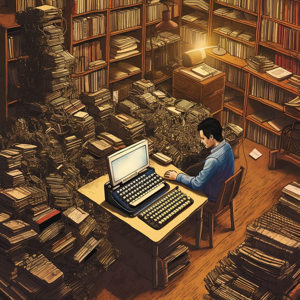 Image via Midjourney. Prompt: "a computer sorting a dictionary"