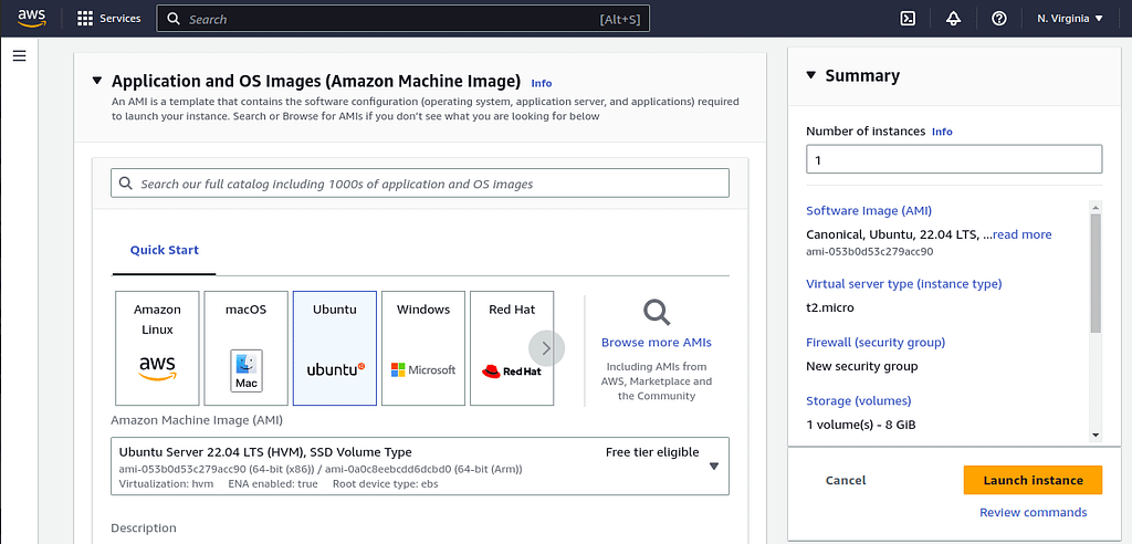 Instance EC2 using an Ubuntu 22.04 image