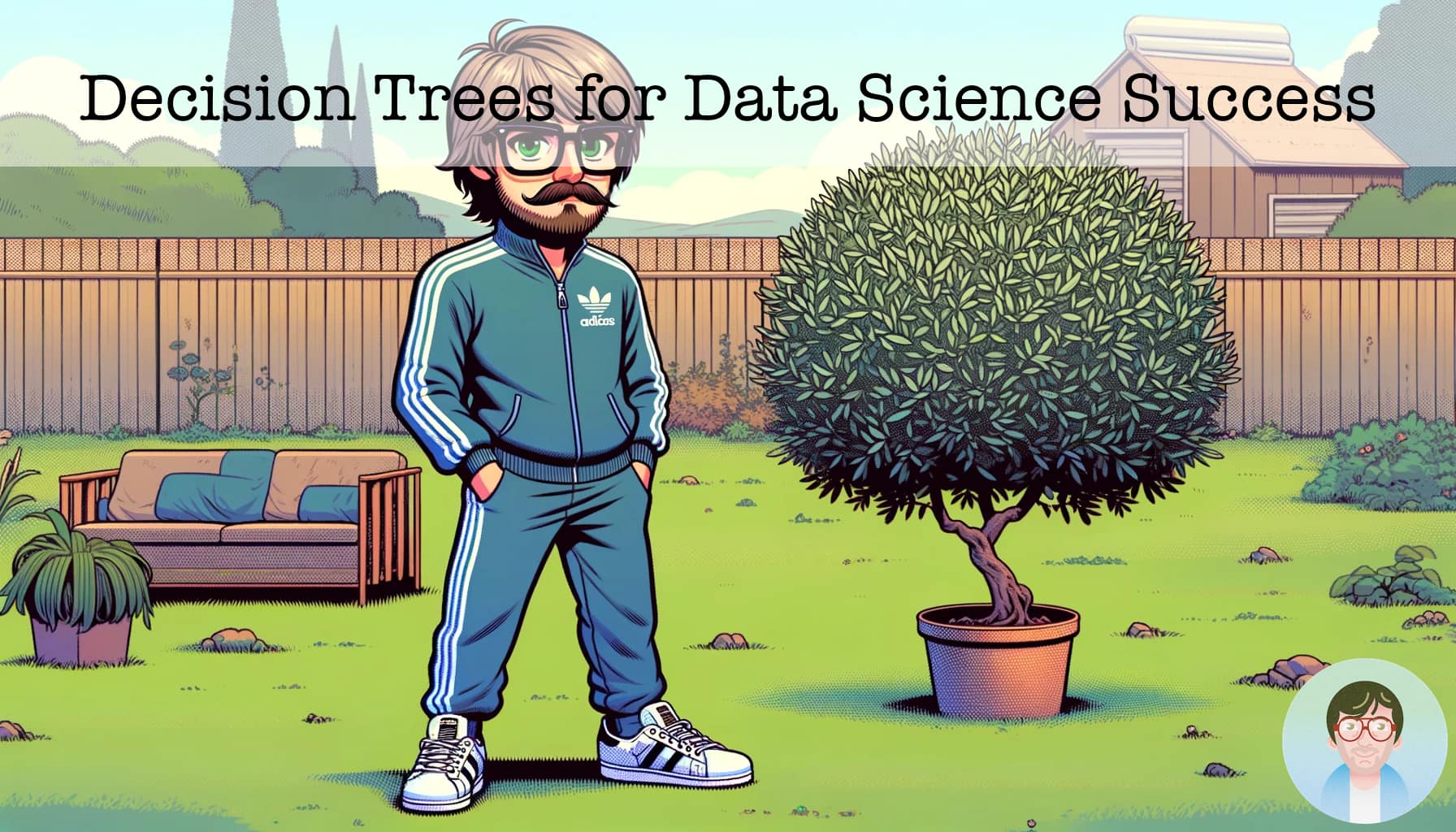 A brown haired guy next to a tree